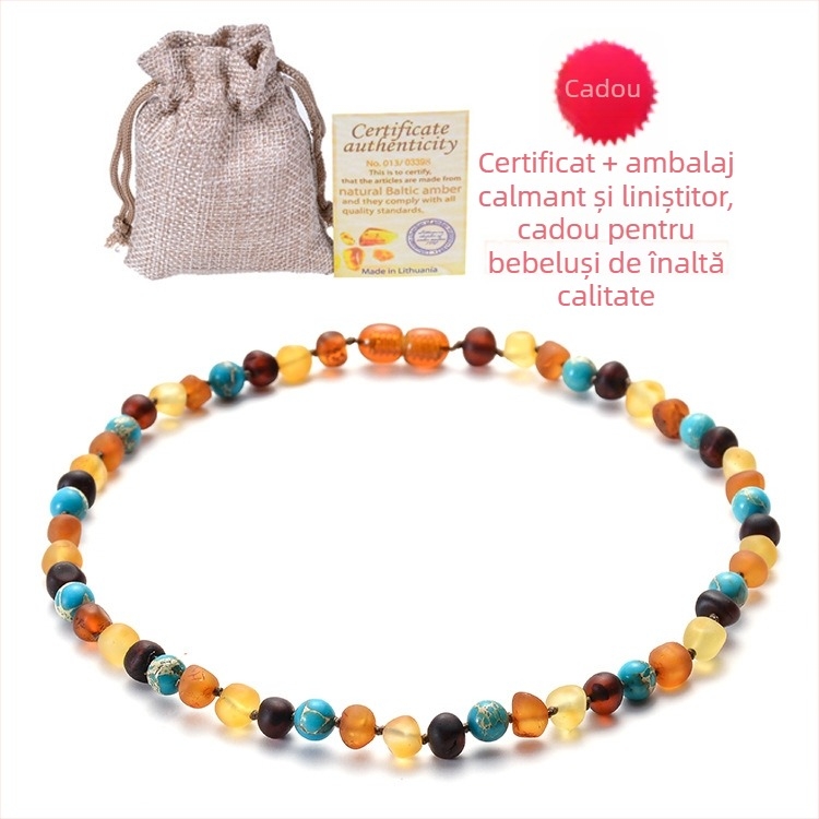 Colier din chihlimbar, lucrat manual, seria Win More, puritate K9, personalizare disponibilă