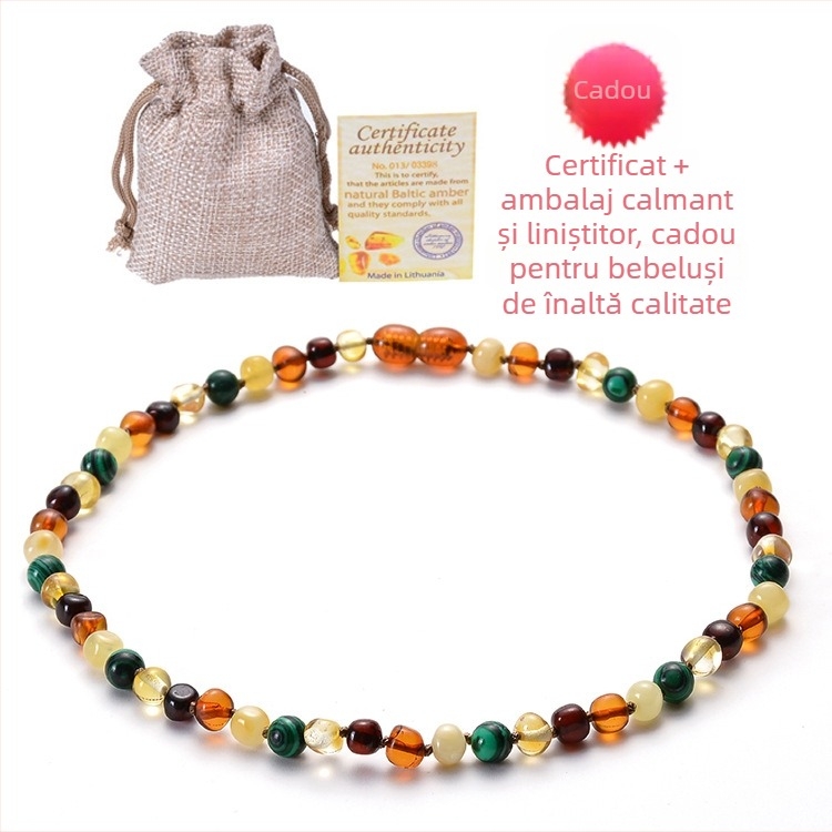 Colier din chihlimbar, lucrat manual, seria Win More, puritate K9, personalizare disponibilă