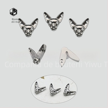 Cercei de buze stud – aliaj de titan, design Sphynx, motiv cap de pisică, micro-setare, unisex punk