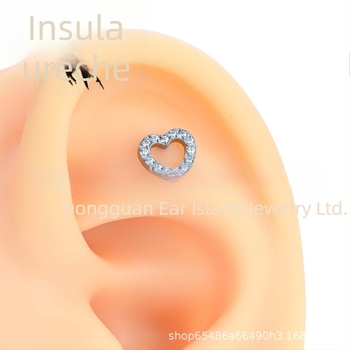 Bijuterii piercing inimă din aliaj de titan cu zirconiu, lustruite, unisex, stil vintage, filet 0,9 mm, F136