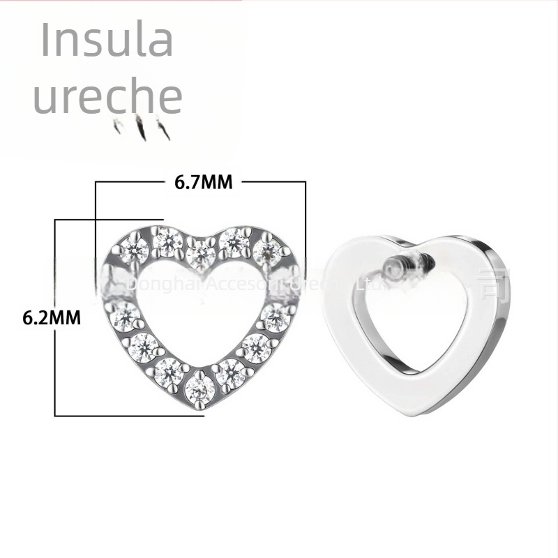 Bijuterii piercing inimă din aliaj de titan cu zirconiu, lustruite, unisex, stil vintage, filet 0,9 mm, F136