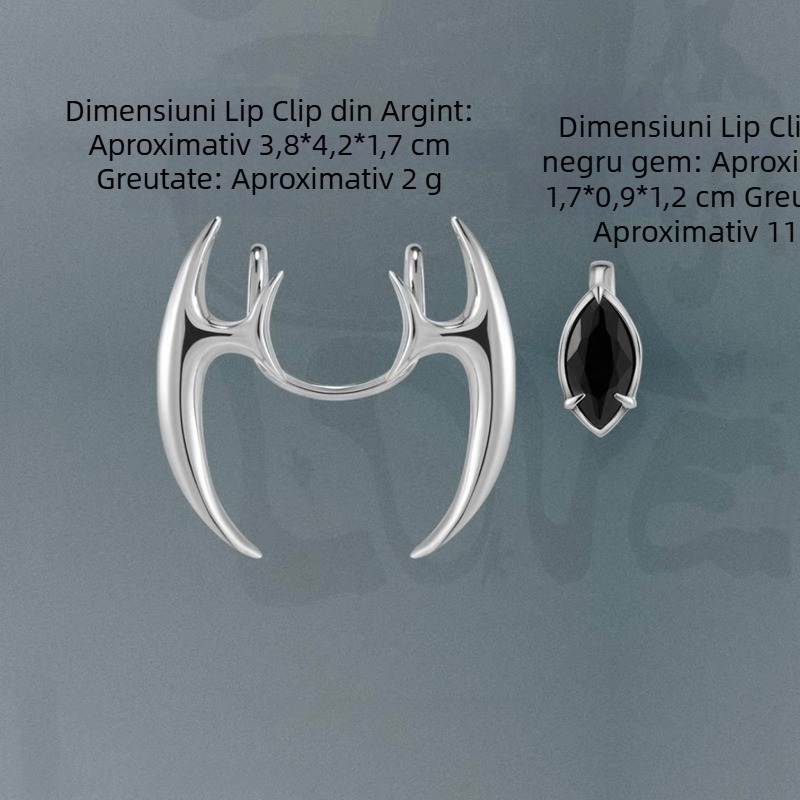 Set clipuri pentru buze cu pietre prețioase, 2 piese, cupru, electroplacare, stil geometric unisex