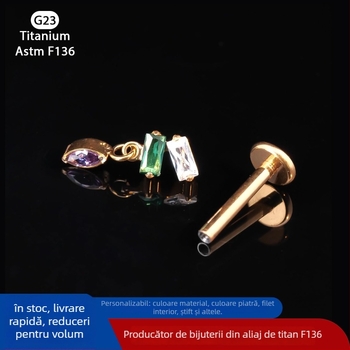 Cercei nazal din aliaj de titan – formă coroană, placare electroplatină, stil unisex natural
