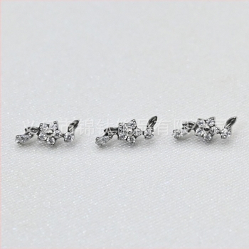 Cercei din aliaj de titan implant-grade, în formă de floare, cu prelucrare diamant, cu un cap unic