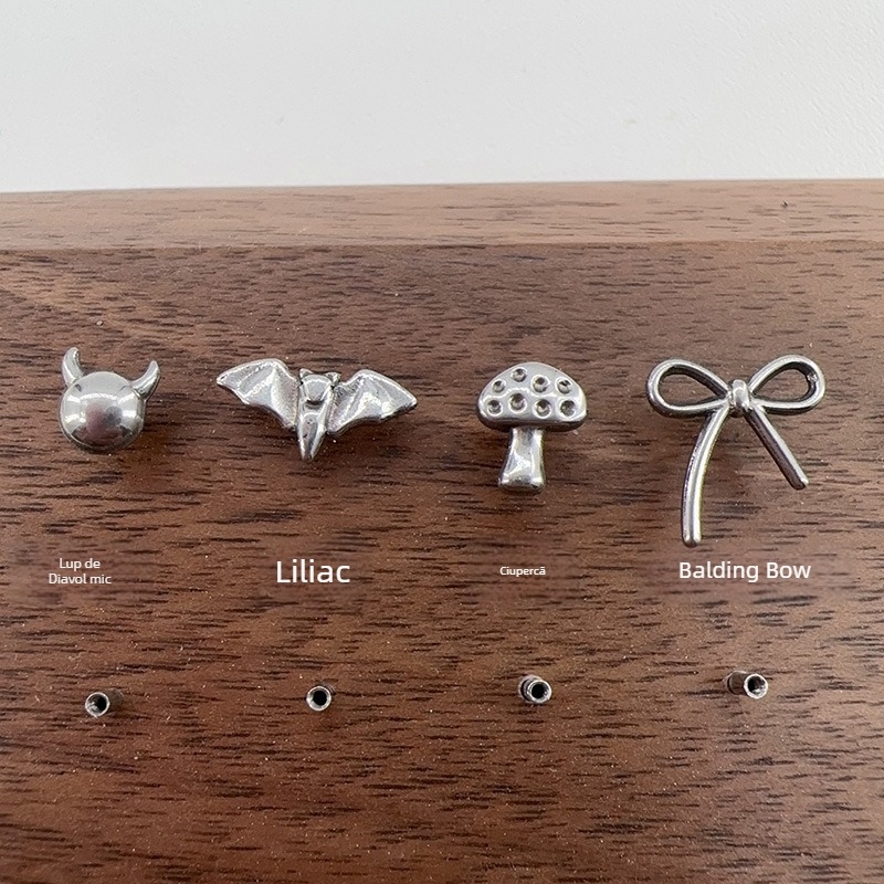 Bijuterii pentru piercing buze, aliaj de titan, seria asteroid, cristale zircon, placare electro, anodizabil