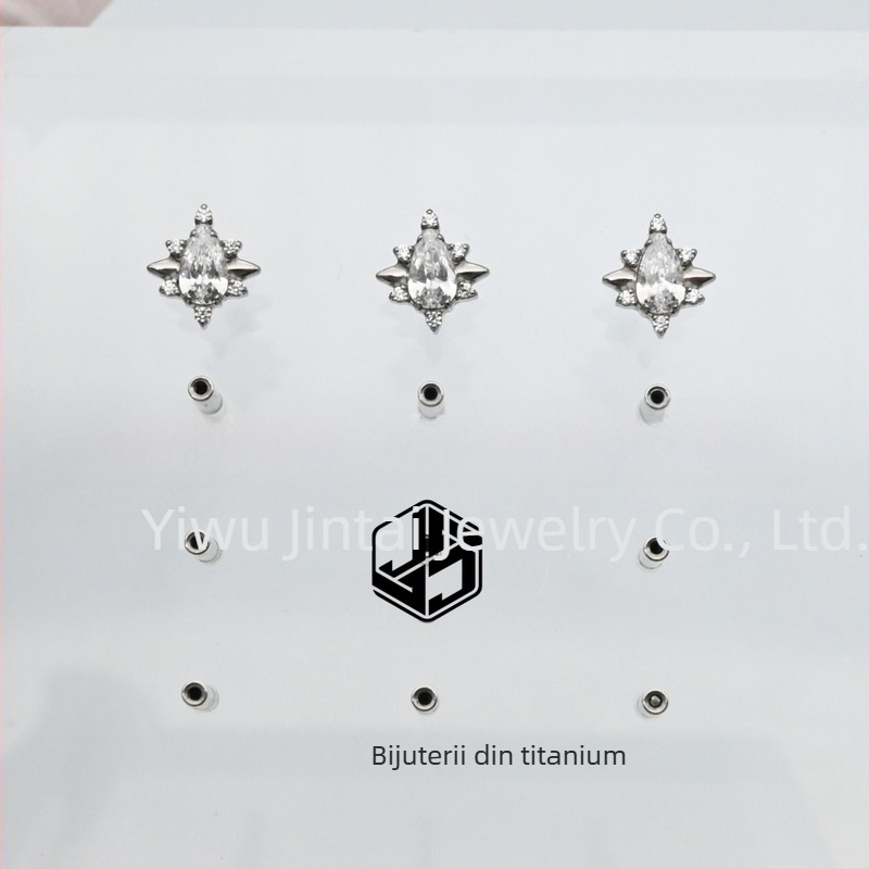 Cercei picătură din aliaj de titan implant ASTM F136, cristal tăiat prin diamant, stil unisex ușor lux, seria Prințesa