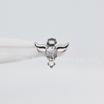 Cercei din aliaj de titan de grad implant cu aripi de înger și diamante, stil desen animat, unisex