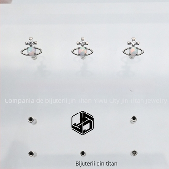 Cercei din aliaj de titan implant, ASTM F-136, formă stea, prelucrare cu diamant, cristal