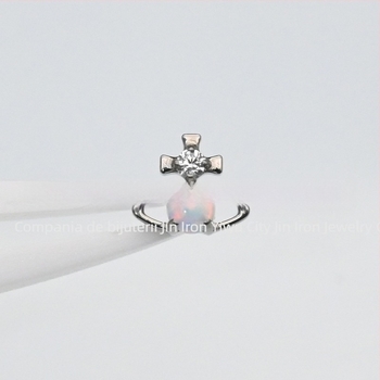 Cercei din aliaj de titan implant, ASTM F-136, formă stea, prelucrare cu diamant, cristal