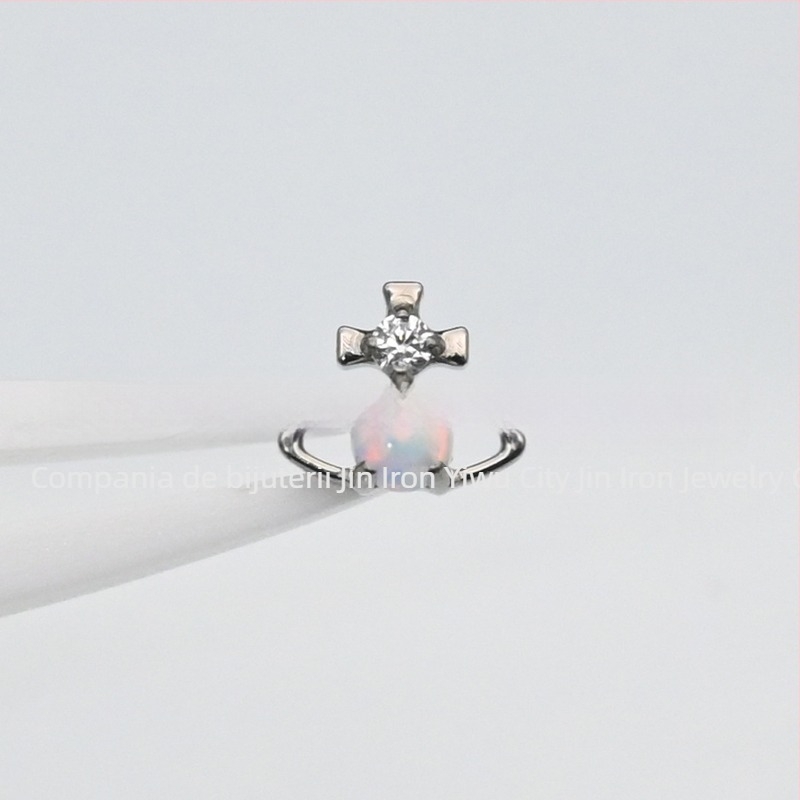 Cercei din aliaj de titan implant, ASTM F-136, formă stea, prelucrare cu diamant, cristal