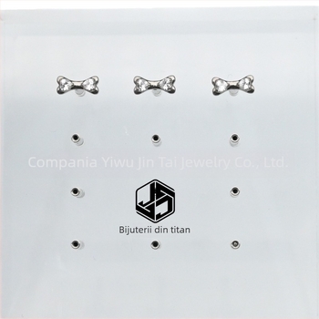 Cercei de buze cu formă de os de câine și zirconiu, aliaj de titan ASTM F-136, finisaj micropave, seria Zootopia