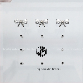 Cercei în formă de papion, cristal alb, aliaj titan implant, prelucrare cu diamant, stil unisex japonez-coreean