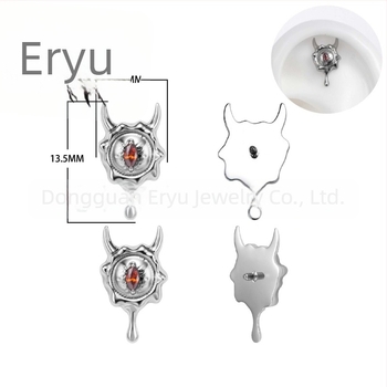 Cercei din aliaj de titan, formă ochi de diavol, finisaj lustruit, unisex, stil vintage, zircon