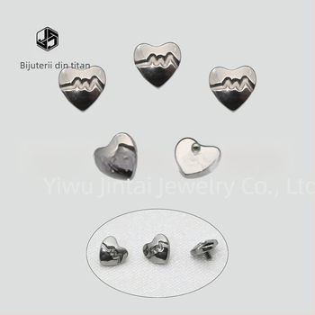 Cercei inimă din aliaj de titan implant-grade, gravură, cristal alb, unisex, stil simplu