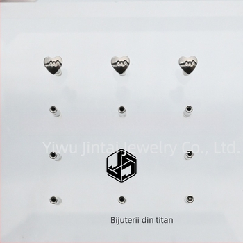 Cercei inimă din aliaj de titan implant-grade, gravură, cristal alb, unisex, stil simplu