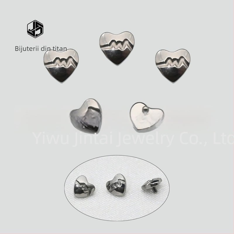 Cercei inimă din aliaj de titan implant-grade, gravură, cristal alb, unisex, stil simplu