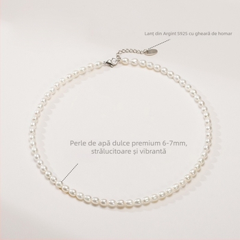 Colier cu perle de apă dulce, perle în formă de picătură, lanț din oțel titan, stil natural