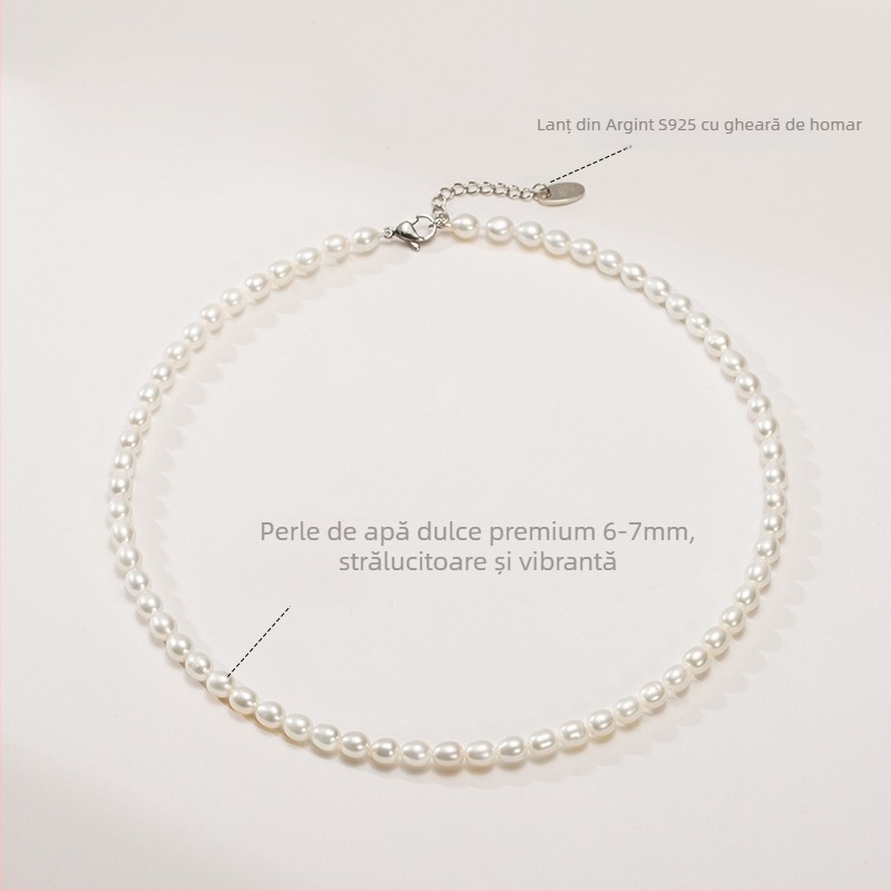 Colier cu perle de apă dulce, perle în formă de picătură, lanț din oțel titan, stil natural