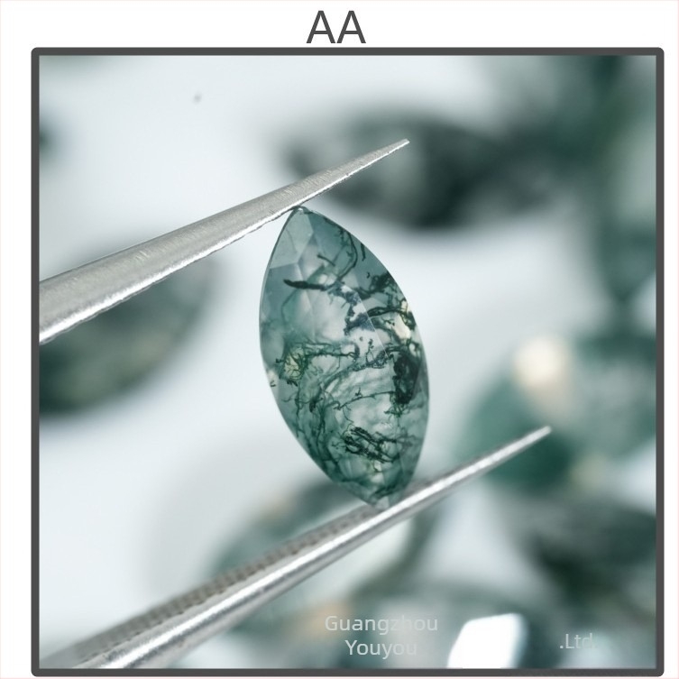 Inel cabochon, agat acvatic, formă ochi de cal, claritate VVS, șlefuire și polizare, personalizare disponibilă