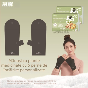 Genunchiere și mănuși autoîncălzite, 55°C, catifea germană pentru încălzire, plasturi cu Artemisia și ghimbir