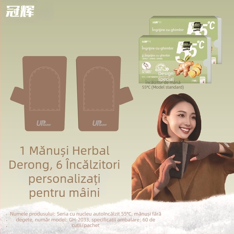 Genunchiere și mănuși autoîncălzite, 55°C, catifea germană pentru încălzire, plasturi cu Artemisia și ghimbir
