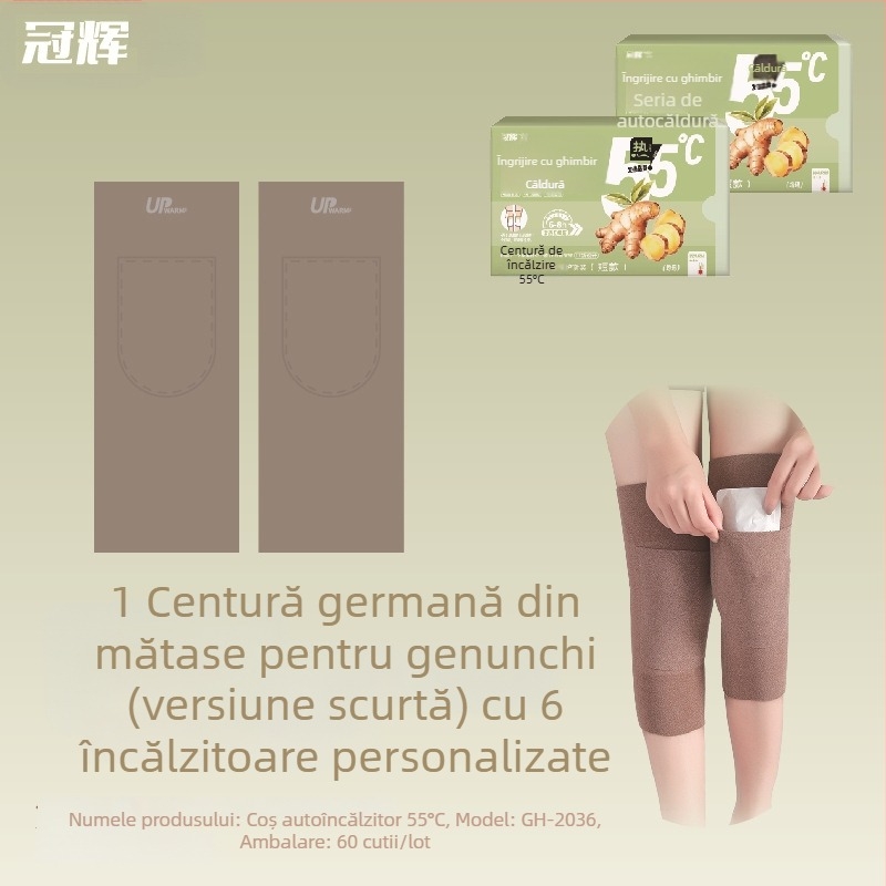 Genunchiere și mănuși autoîncălzite, 55°C, catifea germană pentru încălzire, plasturi cu Artemisia și ghimbir