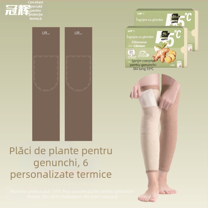 Genunchiere și mănuși autoîncălzite, 55°C, catifea germană pentru încălzire, plasturi cu Artemisia și ghimbir