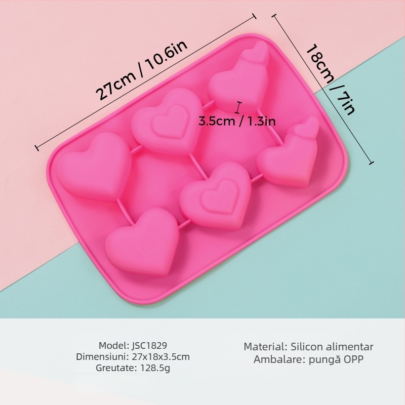 Formă de silicon pentru mousse, în formă de inimă, model JSC379