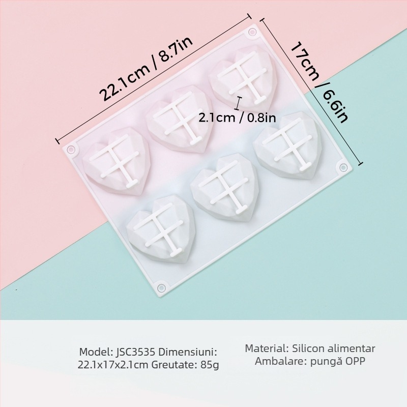 Formă de silicon pentru mousse, în formă de inimă, model JSC379