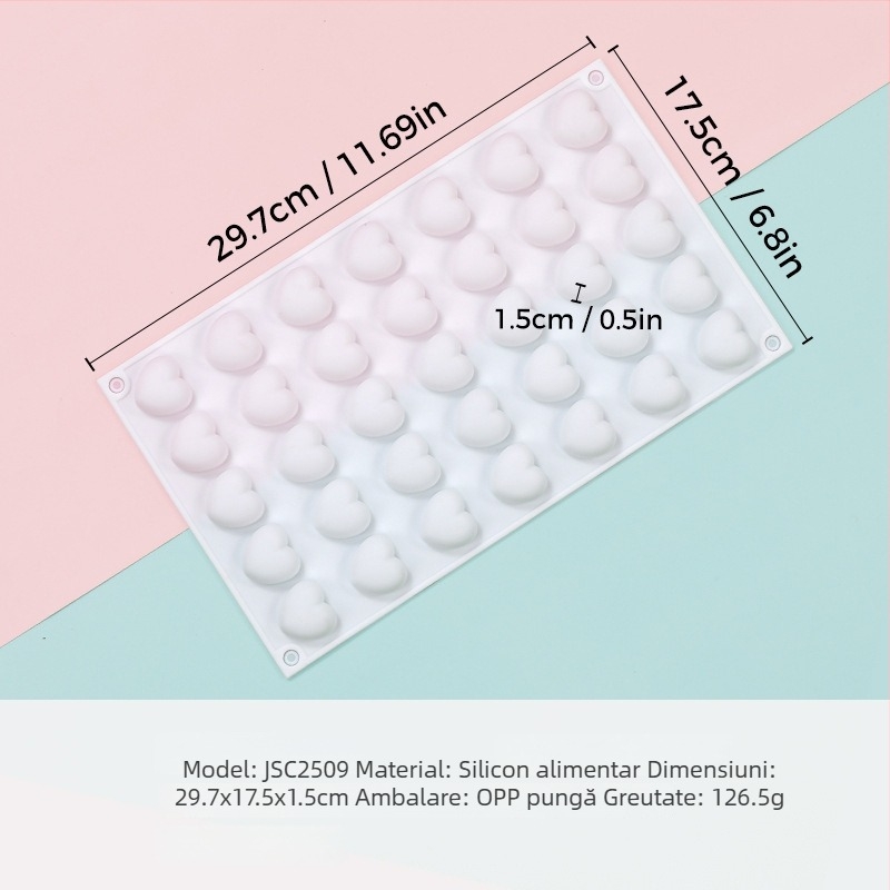 Formă de silicon pentru mousse, în formă de inimă, model JSC379