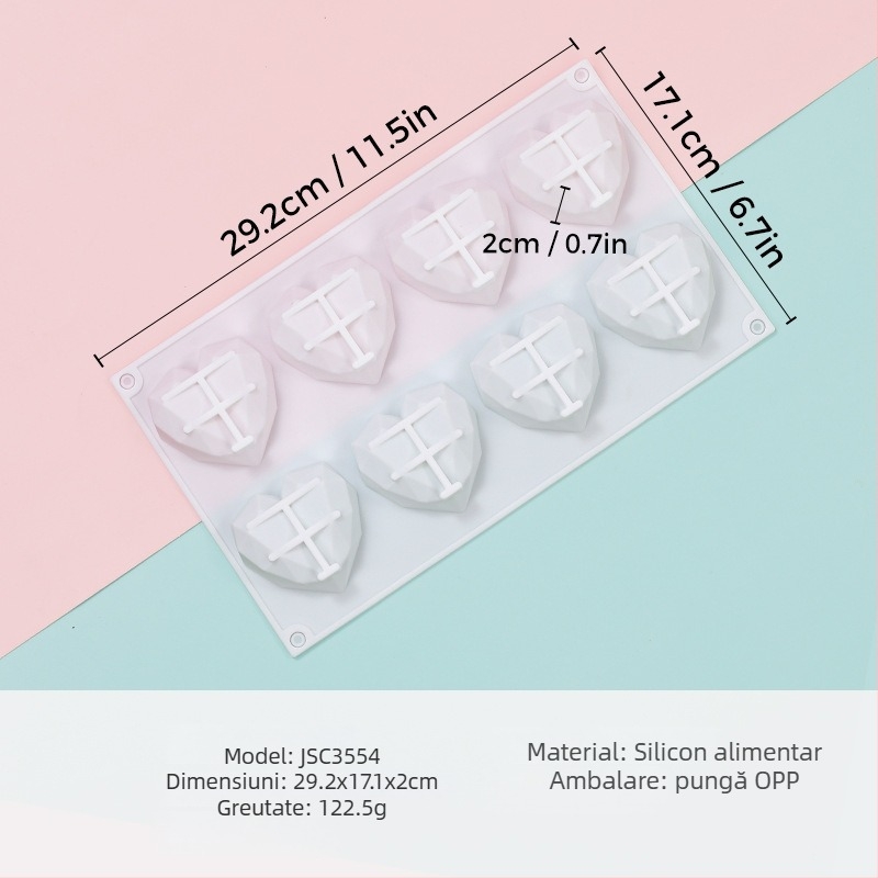Formă de silicon pentru mousse, în formă de inimă, model JSC379