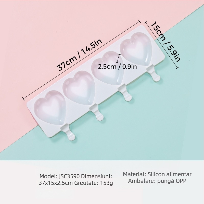 Formă de silicon pentru mousse, în formă de inimă, model JSC379