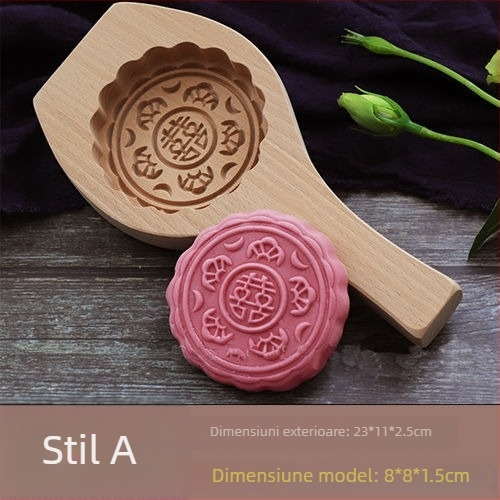 Formă din lemn pentru Mooncake, sculptată, cu o singură gaură, Mid-Autumn, Golden Eagle