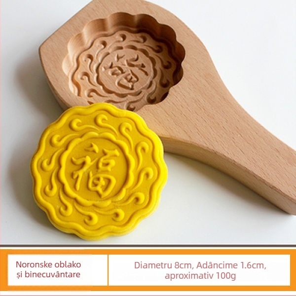 Formă din lemn pentru Mooncake, sculptată, cu o singură gaură, Mid-Autumn, Golden Eagle