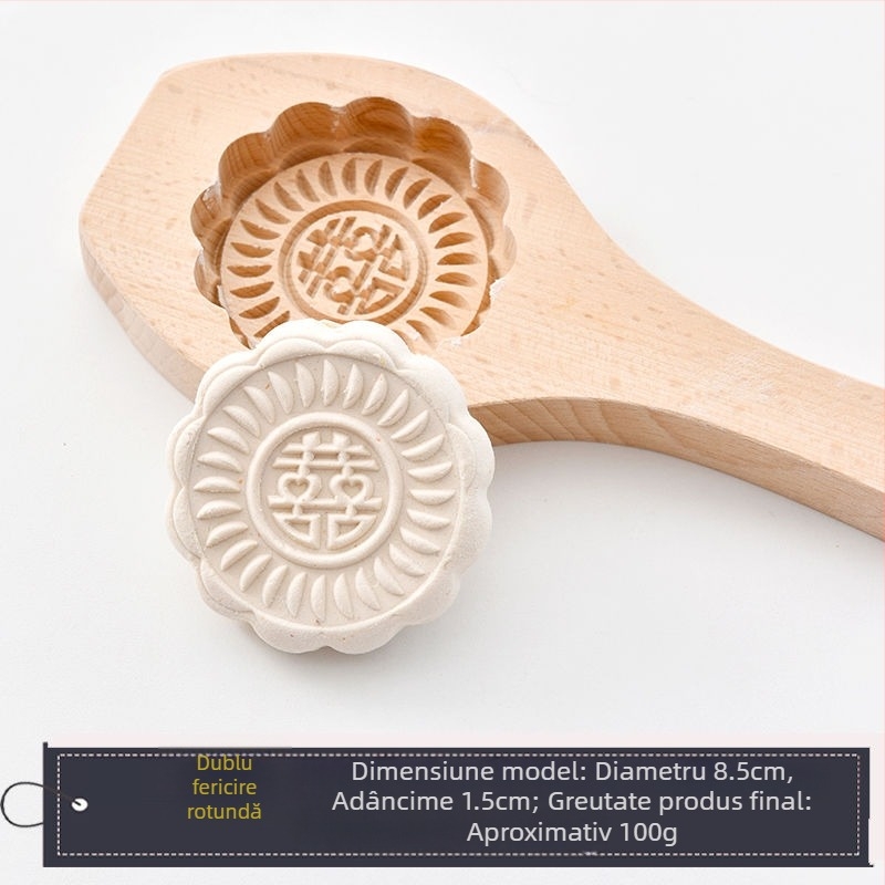 Formă din lemn pentru Mooncake, sculptată, cu o singură gaură, Mid-Autumn, Golden Eagle