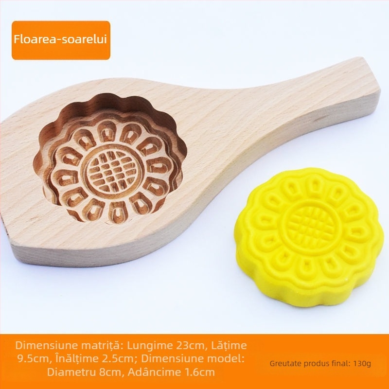 Formă din lemn pentru Mooncake, sculptată, cu o singură gaură, Mid-Autumn, Golden Eagle