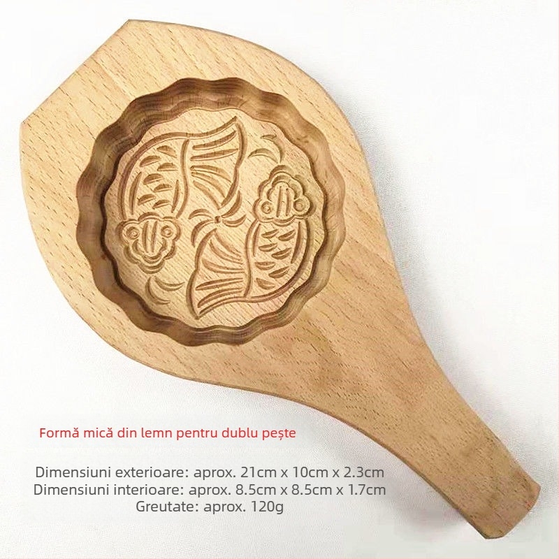 Formă din lemn pentru Mooncake, sculptată, cu o singură gaură, Mid-Autumn, Golden Eagle