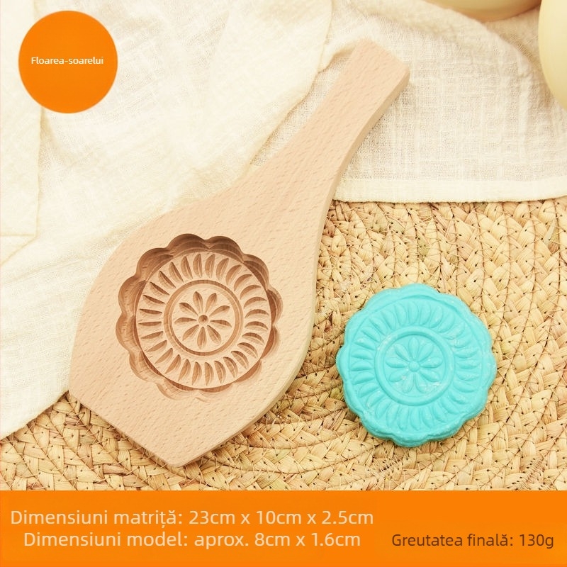 Formă din lemn pentru Mooncake, sculptată, cu o singură gaură, Mid-Autumn, Golden Eagle