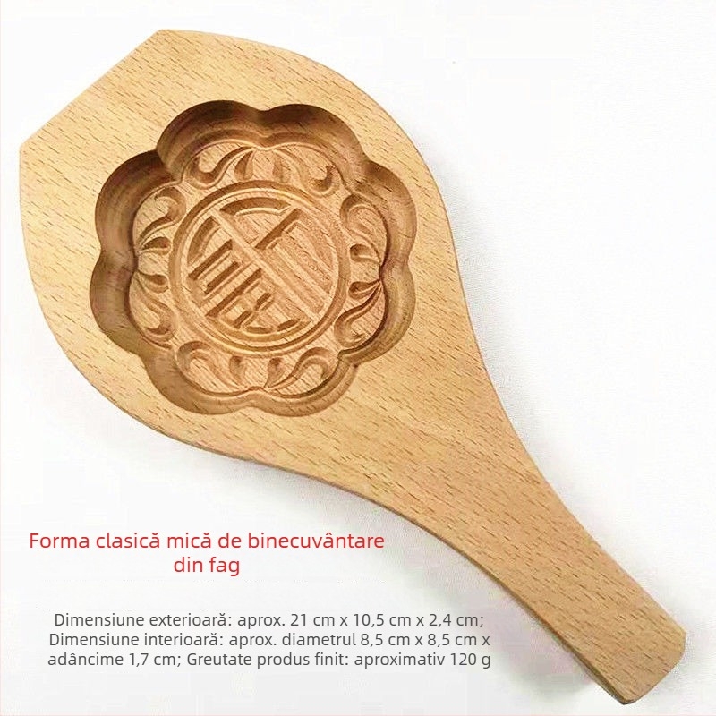 Formă din lemn pentru Mooncake, sculptată, cu o singură gaură, Mid-Autumn, Golden Eagle