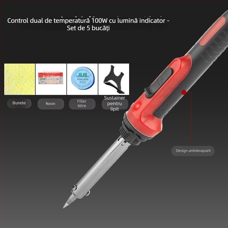 Set de lipit electric cu temperatură reglabilă, putere mare, din oțel inoxidabil, pentru conectori și cabluri