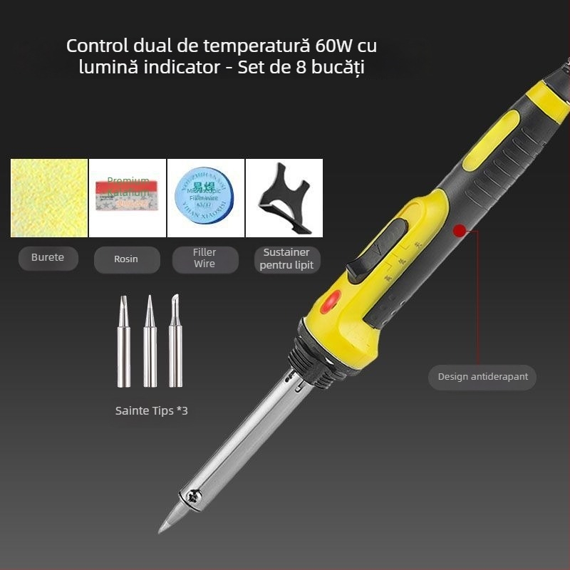 Set de lipit electric cu temperatură reglabilă, putere mare, din oțel inoxidabil, pentru conectori și cabluri