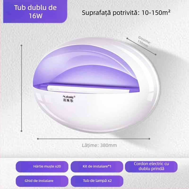 Lampă lipicioasă pentru țânțari, montată pe perete, pentru restaurante și hoteluri, capcana cu lumină UV, acoperire 61 m²+, carcasă ABS, garanție 1 an
