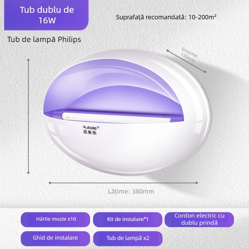 Lampă lipicioasă pentru țânțari, montată pe perete, pentru restaurante și hoteluri, capcana cu lumină UV, acoperire 61 m²+, carcasă ABS, garanție 1 an