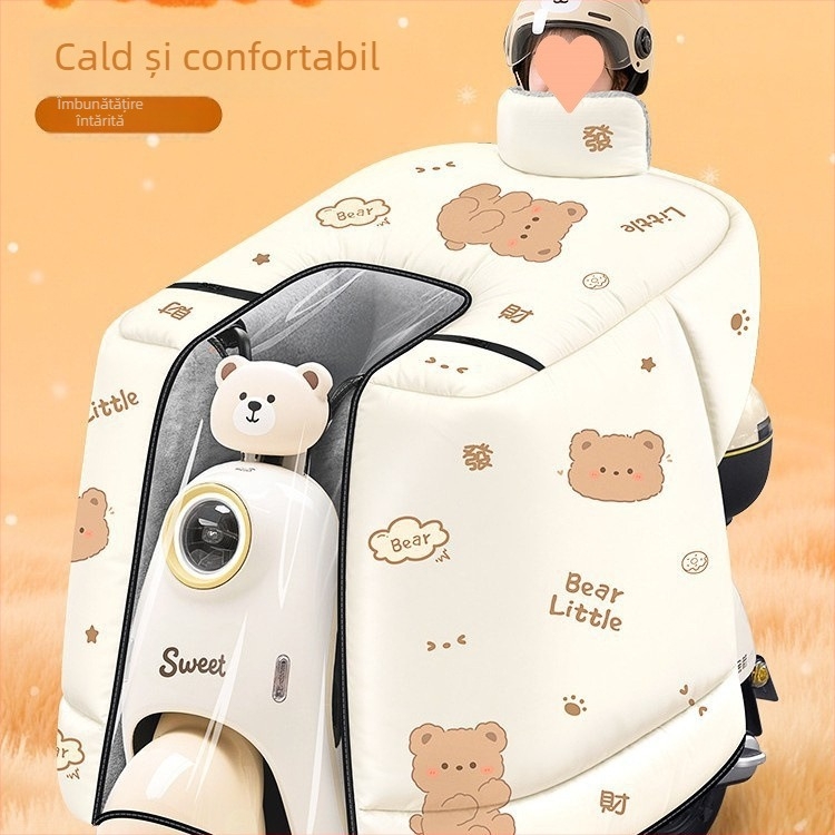 Pelerină anti-vânt pentru motociclete electrice, acoperire completă, fleece de iarnă, țesătură cu proprietăți hidro-rezistente