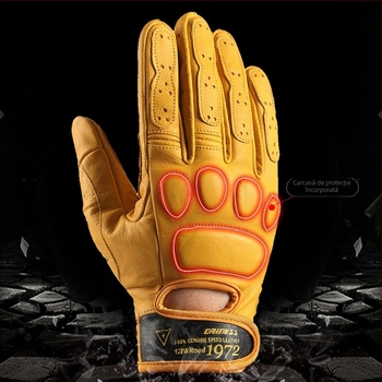 Mănuși pentru motocicletă din piele de vacă, unisex, toate sezoanele, anti-derapare, procesare tie-dye