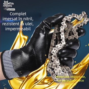 New Auspicious Star Mănuși de muncă nitril, cu acoperire dip, rezistente la abraziune, la ulei, impermeabile, îngroșate