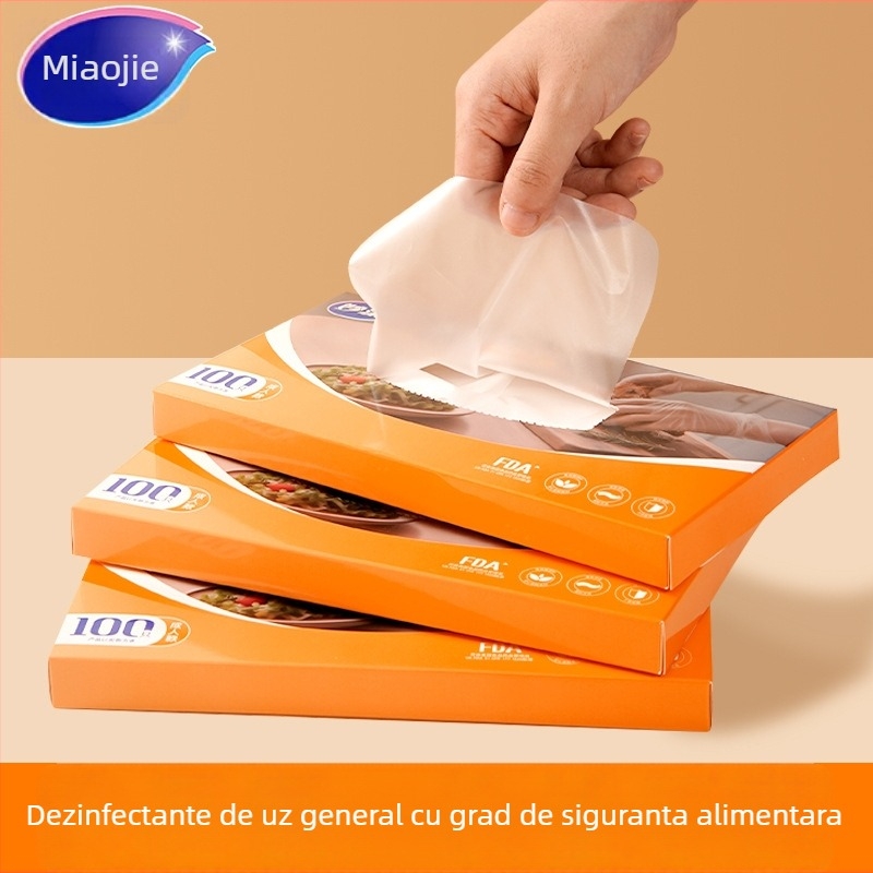 Mănuși PE de unică folosință - Îngroșate, Transparente (Material: PE; Grosime: Îngroșate; Model: Transparent)