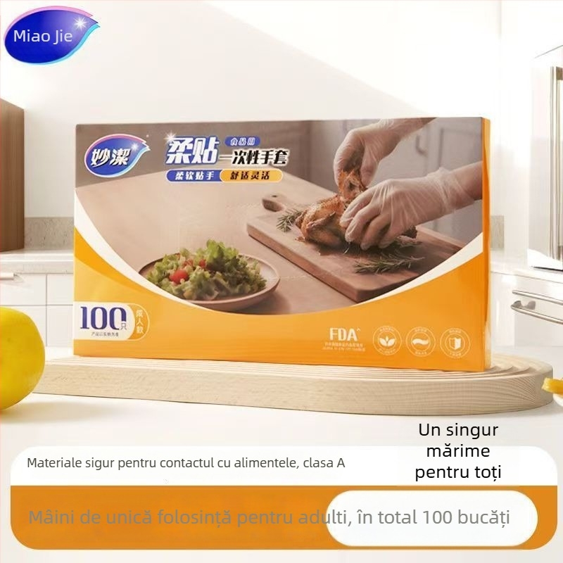 Mănuși PE de unică folosință - Îngroșate, Transparente (Material: PE; Grosime: Îngroșate; Model: Transparent)