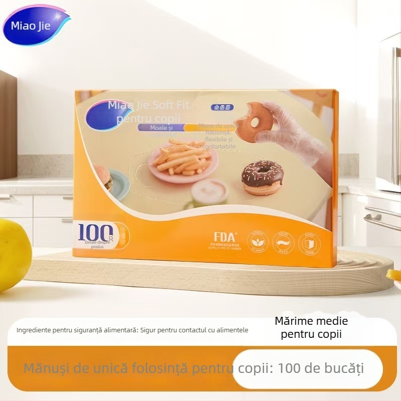 Mănuși PE de unică folosință - Îngroșate, Transparente (Material: PE; Grosime: Îngroșate; Model: Transparent)