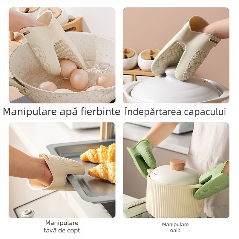 Mănuși de bucătărie din silicon personalizate, rezistente la temperaturi înalte, pentru cuptor și microunde, antiderapante.